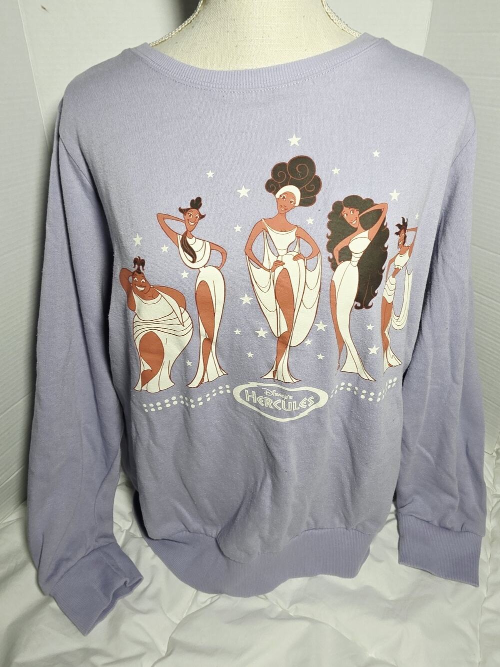 Disney Purple Sweatshirt XL Hercules Muses Of Arts 90's Fleece Vtg Y2K Retro